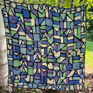 Geometric Jeanne Lanvin Castillo Silk Scarf 31.5” X 31.5”